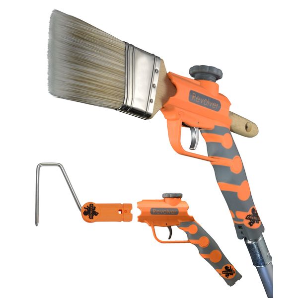 McCauley Tools Revolver- Long Handle Paint Brush Extender and Roller Holder with 360° Rotation, Paint Edger Tool for High Ceilings, Corner Painting Tool Compatible with All Threaded and Locking Poles