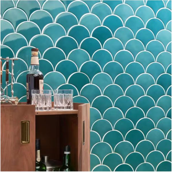 Ivy Hill Tile Beta Teal 2.44 in x 5 in Scallop Polished Ceramic Wall Tile 1 case