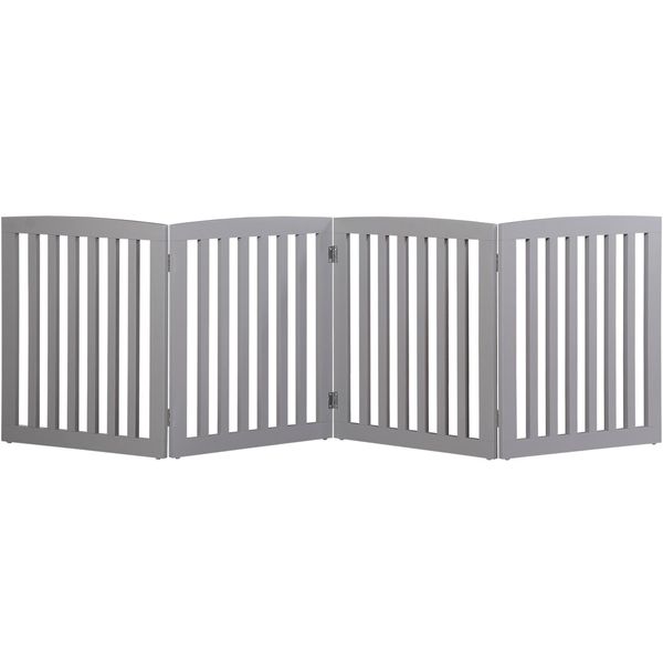 Dog Gate Pet Fence 24"H Pet Playpen 4 Panel Folding Free Standing Off-White