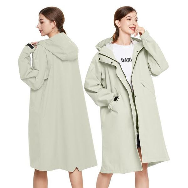 LAMA Regenmantel Wasserdicht Regenponcho Unisex Regenjacke Atmungsaktiv Regencape Regenschutzbekleidung Raincoat für Herren Damen Fahrrad Wandern Camping Reisen, Grau, M