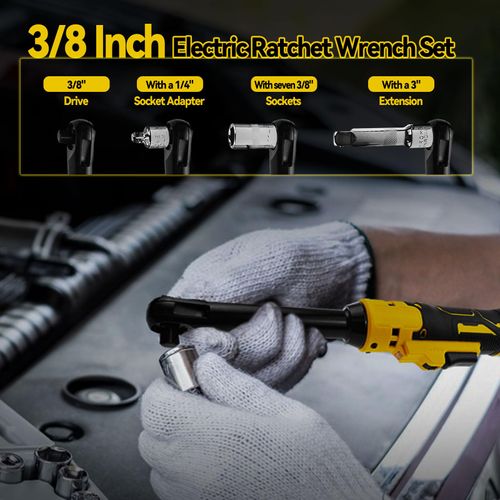 Aepiraza 3/8" Extended Cordless Ratchet Wrench, Torque 80N.m, 320 RPM Electric Power Ratchet Wrench with LED Light Impact Gun Power Torque Electric Ratchet (Tool Only) ((Fit for De-wa1t 20V Battery))
