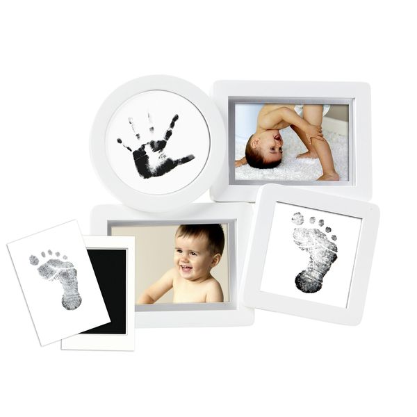 Pearhead Babyprints Newborn Collage Frame with"Clean-Touch" Ink Pad Included, White