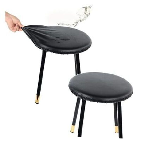 Round Stool Covers, Stretch Waterproof 15"-0" Bar Stool Seat Cover 2 Black