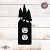 3 Pine Trees Single Duplex Wall Plate (Single Power, Black) - MADE IN USA