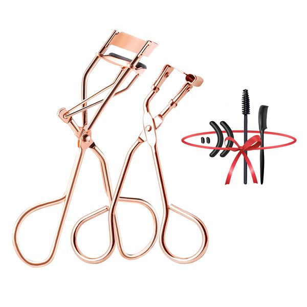 Eyelash Curlers Set with Regular & Mini Precision Eyelash Curler,Partial Lash Curler with Useful Gifts 1 Separator Comb 4 Extra Refills Pads 1 Disposable Mascara Wand Rose Gold