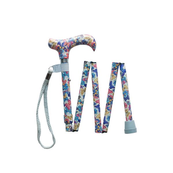 Handbag Sized Folding Walking Stick - Butterfly