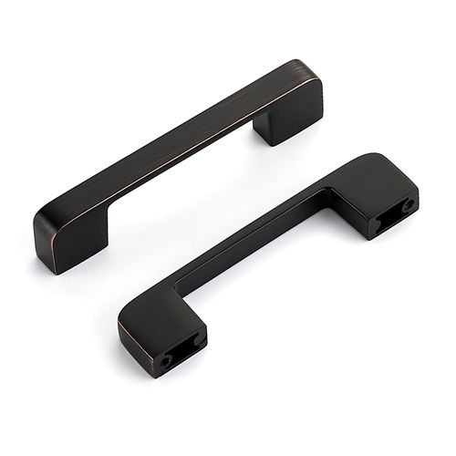HOME EDIT Oil Rubber Bronze Cabinet Pulls 3-3/4 Inch Hole Spacing Wide Base Kitchen Cabinet Handles for Drawers 6 Pack
