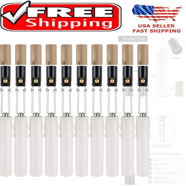 10-Pack Candelabra Base Adjustable Bulb Holders with Cardboard Insulator