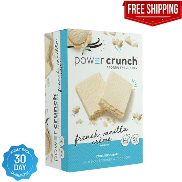 Power Crunch Bar ORIGINAL Protein Energy Bars French Vanilla Cream 7 oz, 5 count