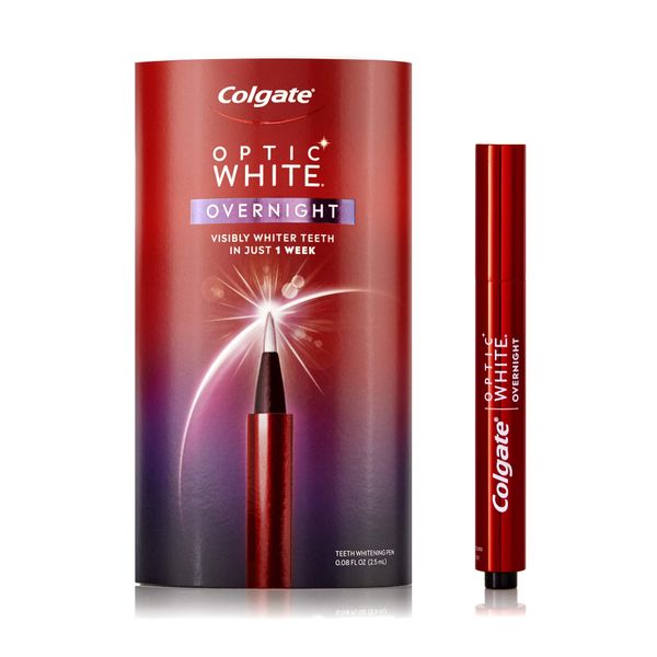 Colgate Optic White Overnight Teeth Whitening Pen, Teeth Stain Remover to Whiten Teeth, 35 Nightly Treatments, 0.08 Fl Oz