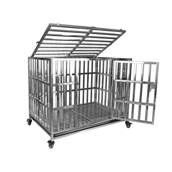 42 inch Heavy Duty Dog Kennel Pet Stainless Steel Crate Cage Stackable