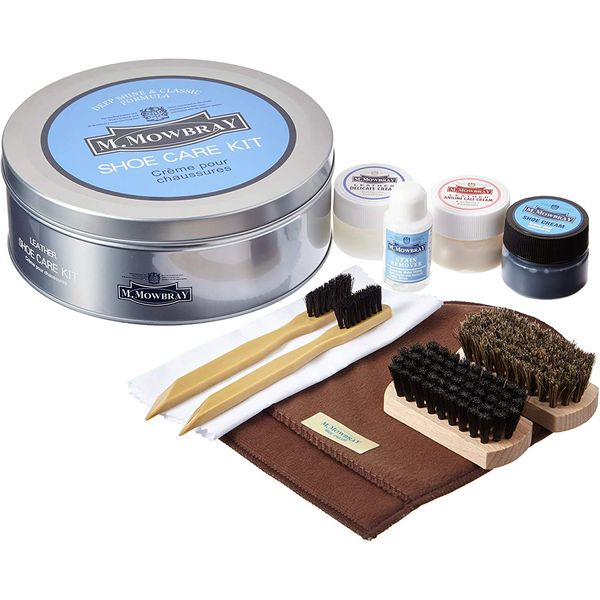 M.MOWBRAY Edward Set Shoe Care Set for Beginners, Shoe Polish Set, Leather Shoes Care, blue