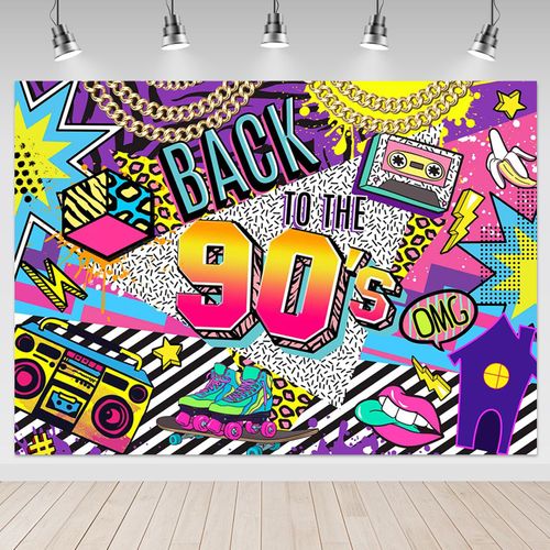 Mocsicka 7x5ft Back to The 90's Backdro 90s Theme Birthday Party Decorations Background House Party The 90's Hip Hop Sign Party Decorations 80's Party Supplies