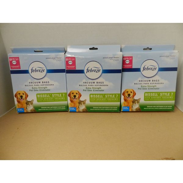 3 Febreze BISSELL Style 7 Vacuum Bag w/Pet Odor Eliminator Scent   17F9P  B10K