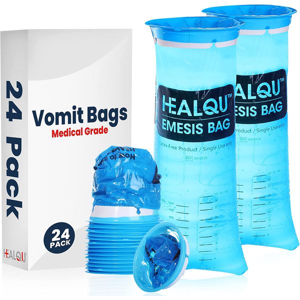 Healqu Hospital Vomit Bags, 24-Pack 1000ml Disposable Barf Bags