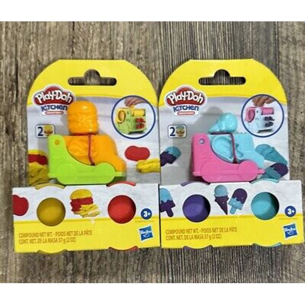 Play-Doh Kitchen Creations Mini Ice Cream Truck🍦 &  Hamburger Truck🍔.  New