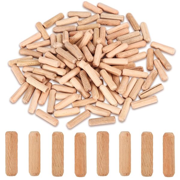 120pcs Wooden Dowels 8mm x 30mm, 0.31x1.18 inch Wooden Pegs Assorted Multifunctional Wood Screw Hole Plugs Wooden Plugs Wooden Dowels Crafts Pins for Furniture Repair And Fixing Handicraft Making