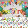 ZSTNPP Easter Table Cloth, 137x274cm Rectangular Plastic Waterproof white Easter Eggs Tablecloth, Easter Party Supplies, Easter Table Decorations for Easter Party