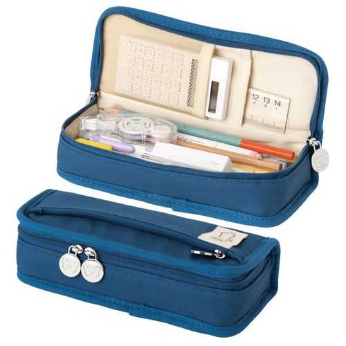 brunch brother Daily Blue Pencil Case, Large Capacity Pencil Pouch with Ample Storage, Simple Design for Students and Professionals