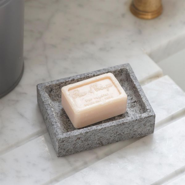 Chunky Rustic Granite Rock Grey Soap Dish, Kitchen Bathroom Sink, Westcote