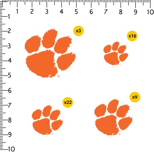 Clemson University Primary Logo 50ct Vinyl Large Deluxe Stickers Variety Pack - Laptop, Water Bottle, Scrapbooking, Tablet, Skateboard, Indoor/Outdoor