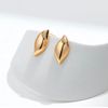 Gold Plated Leaf Shaped Drop Earrings, 1.72cm x 0.8cm