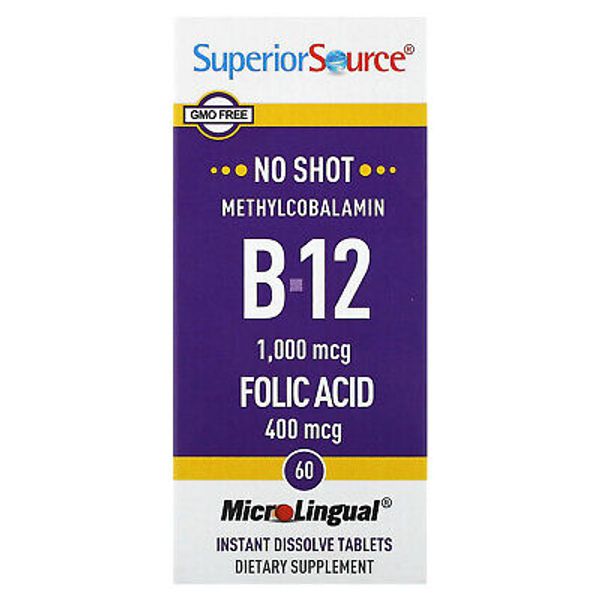 Methylcobalamin B-12, Folic Acid, 60 Instant Dissolve Tablets