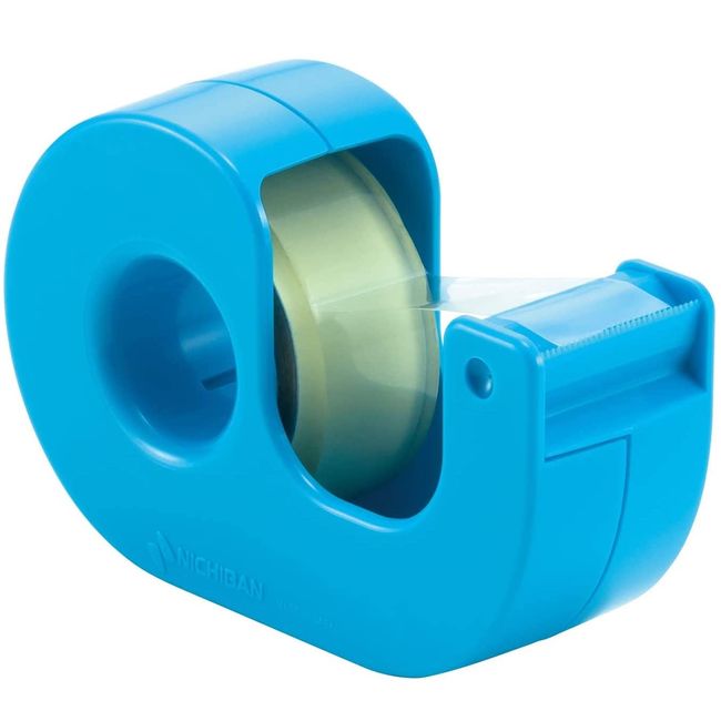 Nichiban CT-15DCS Cellotape Small Roll with Cutter, Straight Cutter, Sky Blue