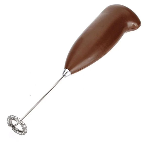 Milk Frother Mixer Whisk Electric Egg Beater Coffee, Mini Kitchen Blend Handheld Stirrer Foamer Gadget, Mini Drink Mixer Foaming for Latte Cappuccino Hot Chocolate with Stainless Steel Stand (Brown)