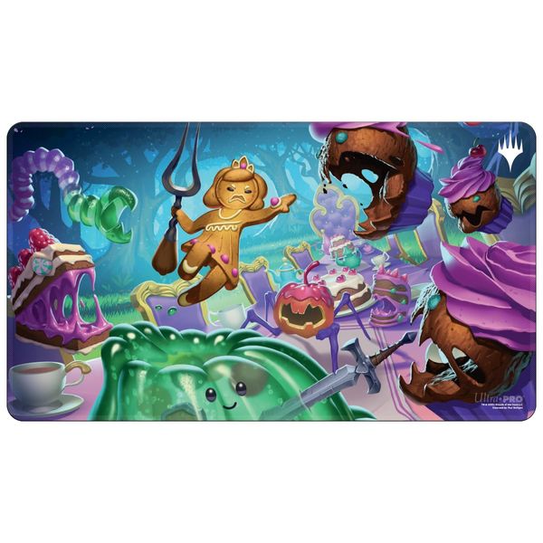 Ultra Pro - Wilds of Eldraine White Stitched Playmat Food Fight for Magic: The Gathering, MTG Card Playmat, Use as Oversize Mouse Pad, Desk Mat, Gaming Playmat, TCG Card Game Table Mat