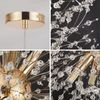 2 Sets 9 Light Semi Flush Mount Ceiling Light Fixtures, Dandelion Firework Gold