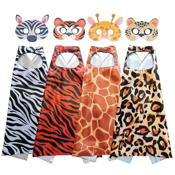 TUWUNA Animal Mask and Capes for Costumes Birthday Party Gifts for Jungle Theme Party Supplies,Kids Safari Birthday Decorations Zoo Party Favor,Kids Dress Up Set