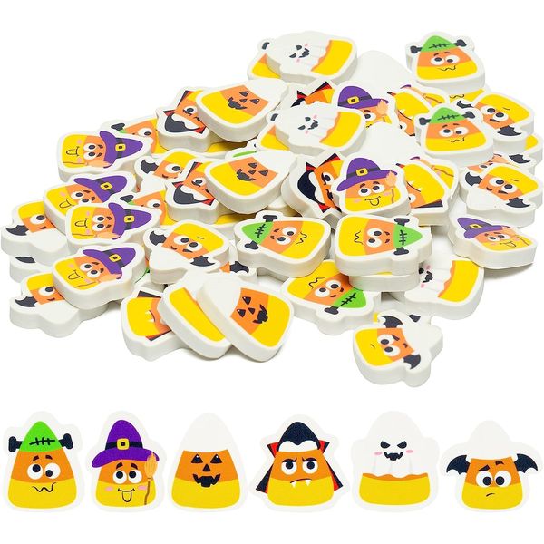 Haooryx 60Pcs Cartoon Pirate Candy Corn Mini Eraser for Kids Novelty Corn Pencil Eraser 3D Desk Puzzle Eraser Back to School Reward Classroom Prize Birthday Gift Party Favor Bag Filler