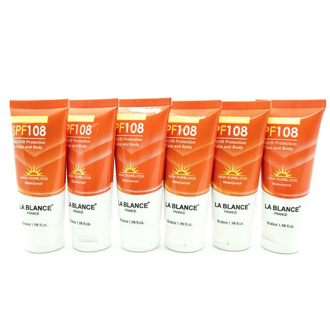 La Blance SPF 108 UVA/UVB Waterproof 1.98 fl.oz/60 ml X 6 PK NIB exp 2028