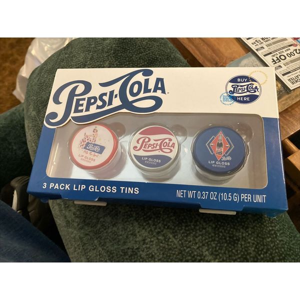 NEW PEPSI COLA 3 Pack Vintage Style Flavored Lip Gloss Tins KIt Gift Set