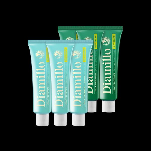 Diamilo Gel Toothpaste 100g x 6, Vegan High Fluoride Toothpaste