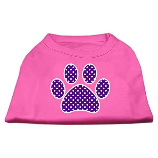 Mirage Pet Products Purple Swiss Dot Paw Screen Print Shirt Bright Pink XS (8)