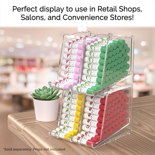 Marketing Holders 2 Pack Clear Acrylic Lip Balm Dispenser Stackable and Small Home Freestanding Countertop Display for Lipsticks Glosses Chapsticks or Essential Oils in Stores and Boutiques