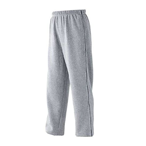 Nursing Care Full Open, Autumn and Winter, Women's, Full Opening, Zipper Pants, Both Sides, Zippered, Fleece Lined, Warm, Nursing Trousers, Sweat Pants, No Detachable Necessary, Elastic Waist, gray