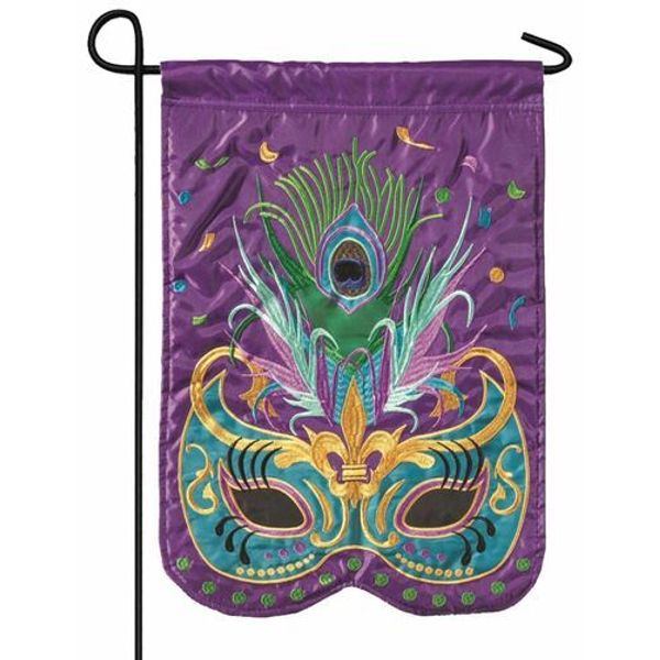 Mardi Gras Mask Double Applique Garden Flag