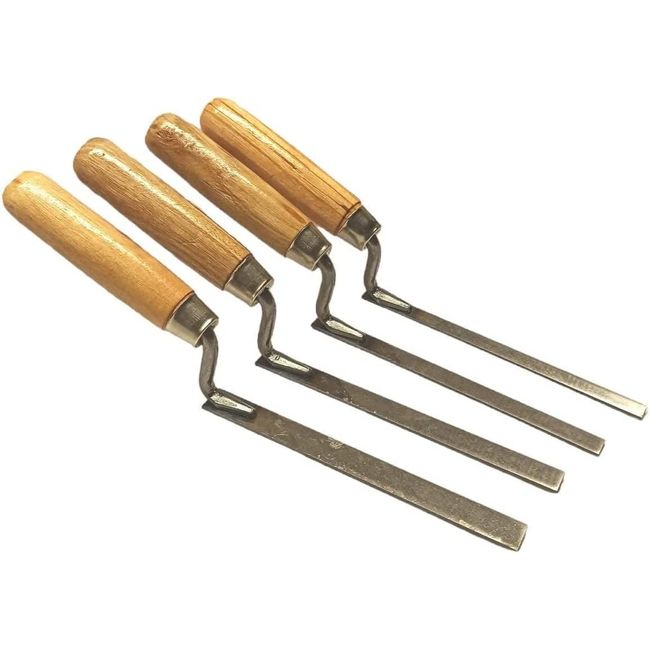 4 x Strong Finger Pointing Trowel Set 8 10 12 14 mm Flat Spring Carbon Steel Tuck with Wooden Handle (R4FTCH)