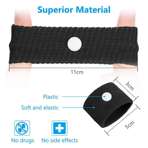 ACWOO Acupressure Bracelet, 2 Pairs of Acupressure Bands, Anti-Nausea Wristbands for Adults and Children, Acupressure Bracelets for Pregnancy Nausea, Seasickness, Travel Sickness (Black + White)