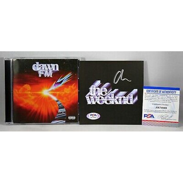 THE WEEKND SIGNED DAWN FM ART CARD & CD ALBUM ABEL RARE AUTOGRAPHED +PSA COA