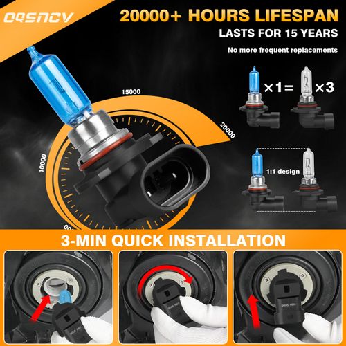 OQSNCV Fit for Jeep Grand Cherokee (2014 2015 2016) Halogen Headlight Bulbs,9005 High Beam + H11 Low Beam+ H11 Fog Light Headlamp Replacement Bulbs Kit 100W, Pack of 6