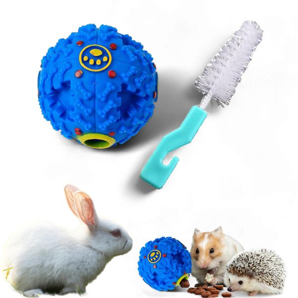 PurrrfectionPet Rabbit Treat Ball Cleaning Brush Enrichment Set, Guinea Pig Treat Balls, Interactive Pet Bunny Toy for Bunnies Guinea Pigs Chinchilla Hedgehog Ferret