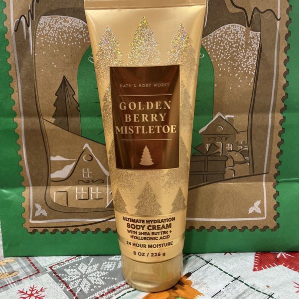 Bath & Body Works GOLDEN BERRY MISTLETOE 🌲 Full Size BODY CREAM 8oz DELICIOUS!