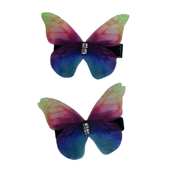 Arsimus Rainbow Multi Colored Butterfly Hair Clip Pair (Rainbow)