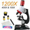 AmScope 100X-1200X LED Kids Beginner Microscope Toy Set + Slides Preparation Kit