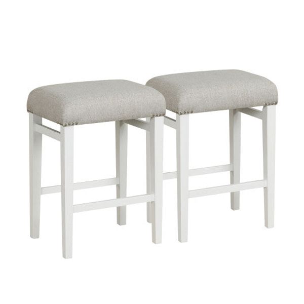 2 Pieces 24.5/29.5 Inch Backless Barstools with Padded Seat Cushions-24.5 inches