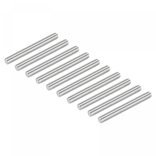 sourcing map 10 Pack M10 x 100mm Fully Threaded Rod 304 Stainless Steel Right Hand Threads Rod Bar Studs Clamps and U-Bolts